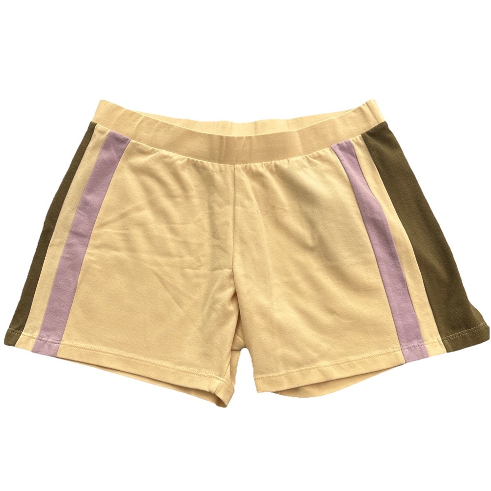 Fila Shorts Women's Butter Yellow Excellent Retro Stripe Cotton Spandex Large